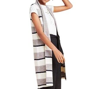 Anthropologie Pencey Striped Sleeveless Open Front Cardigan Sweater Vest Size XS